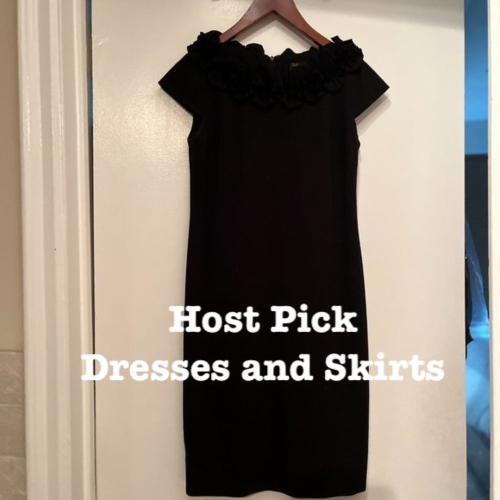 Black Evening‎ Dress – Just..Taylor Ruffled Collar Black Dress – Size 6